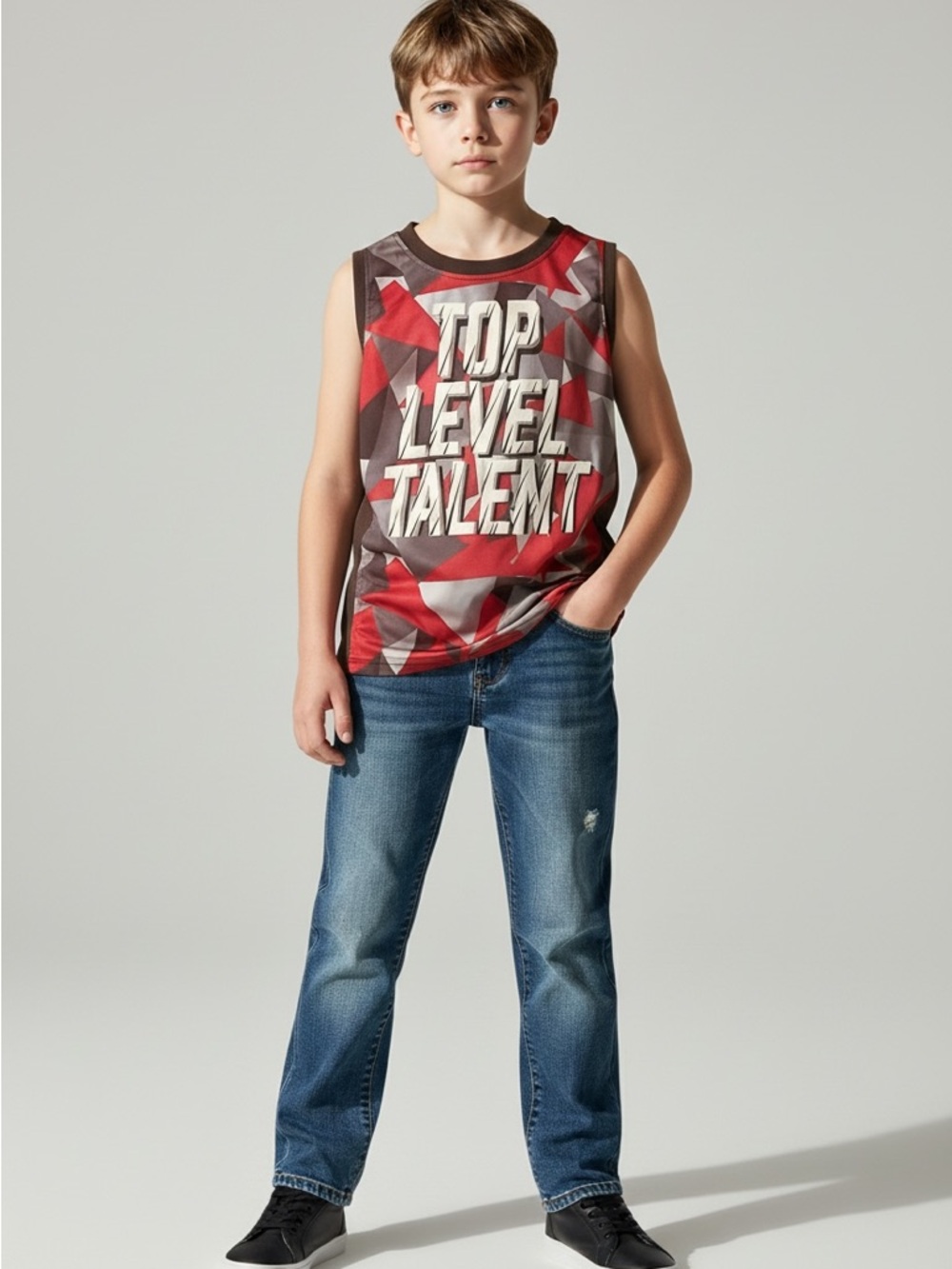 IKONIK red black gray geometric sleeveless Kids' Top 18 Mo polyester new no tags